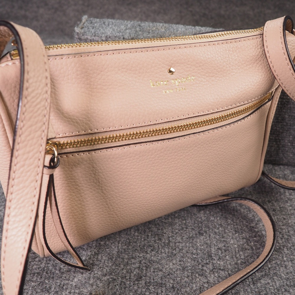 Kate Spade New York Crossbody Bag Pink Pebbled Leather Zip Top Shoulder Purse